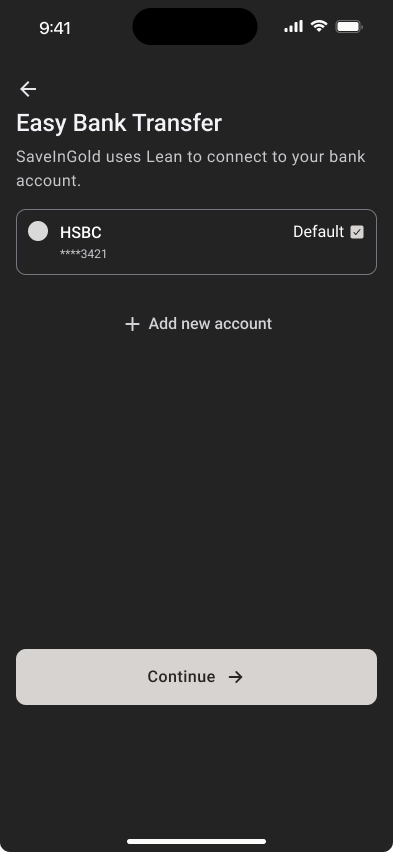 Wireframe — Bank transfer